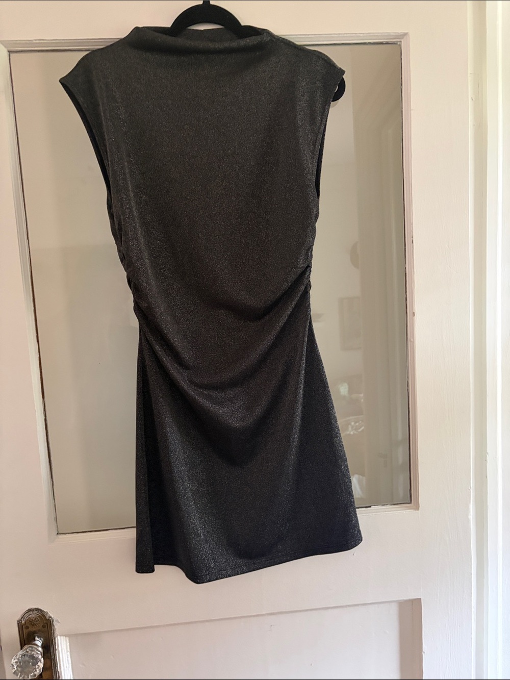 Reformation Charcoal Sleeveless Mini Dress with Subtle Shimmer